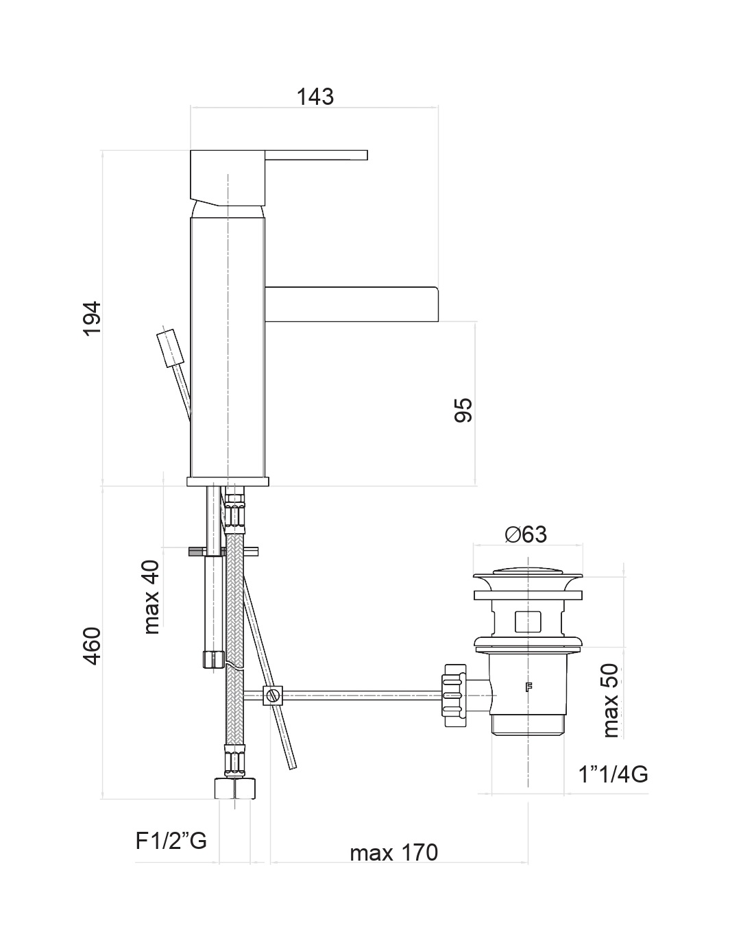 Смеситель для раковины Fiore XS 71CR7705, хром