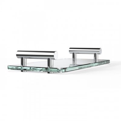 Decor Walther Bar Tab Поднос с ручками, стеклянный, настольный, цвет: хром / прозрачное стекло 857000