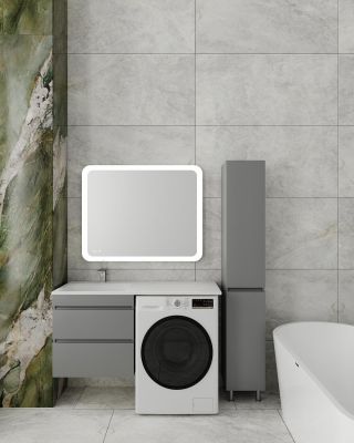 Тумба подвесная STYLE LINE "Даллас 120" Люкс Плюс серая с раковиной ESTETUS Даллас 1200*480 левый