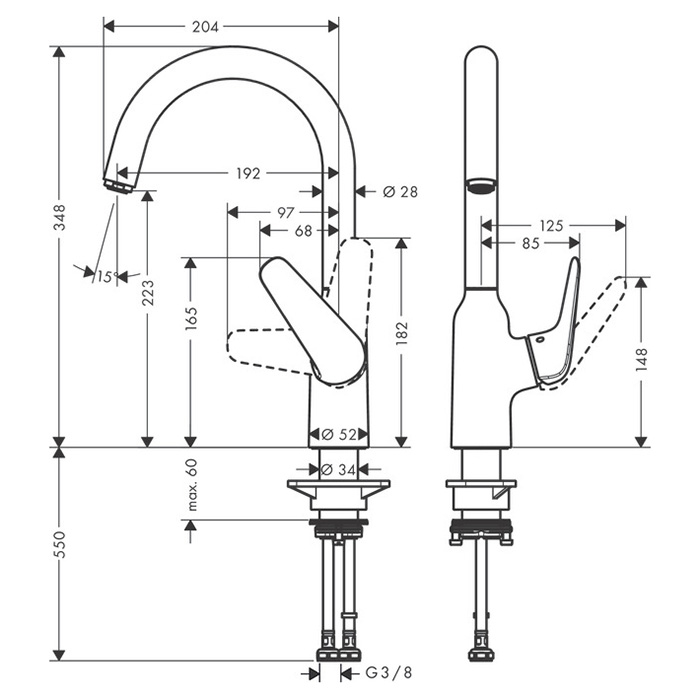 Hansgrohe Focus Смеситель для раковины, на 1 отв., цвет: сталь 71802800