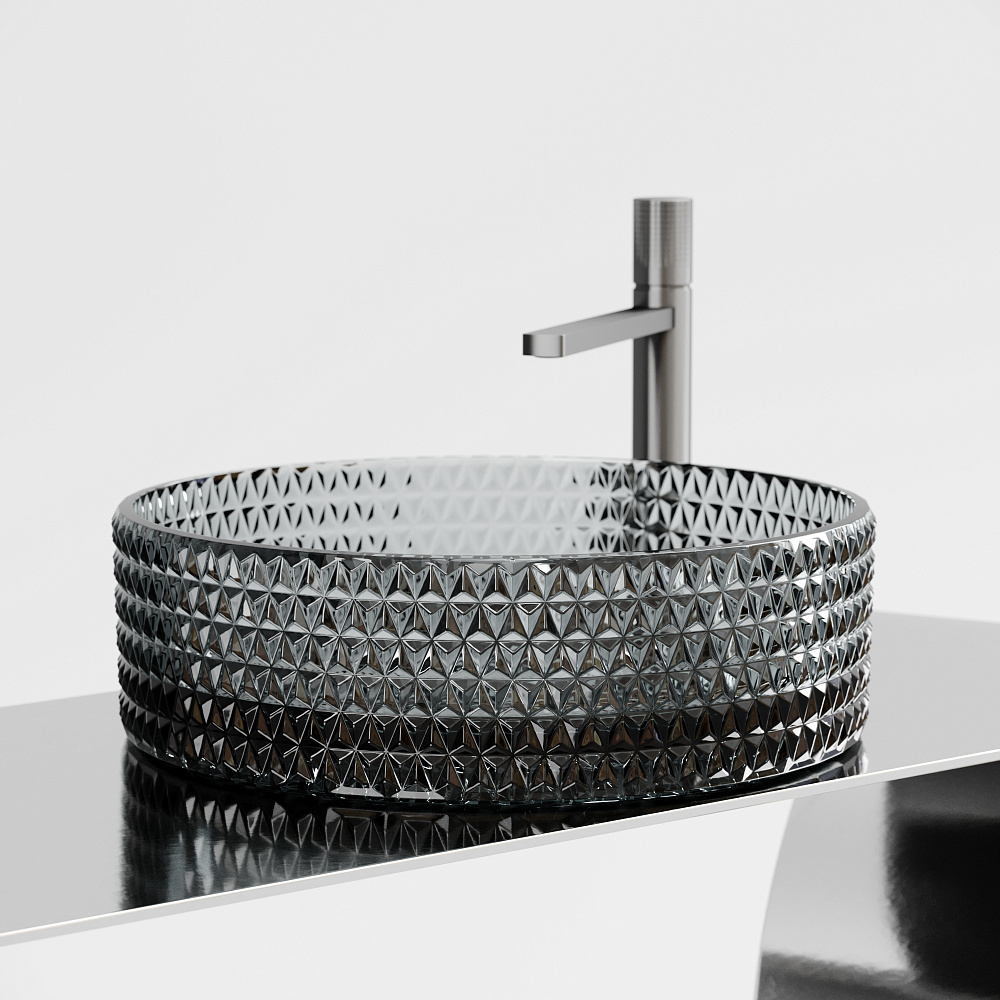 Умывальник чаша накладная круглая (цвет чёрный) Cristal d360*112мм CN6060