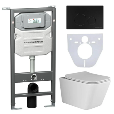 Комплект инсталляция унитаз кнопка Ceramica Nova CN3007_1001B_1000