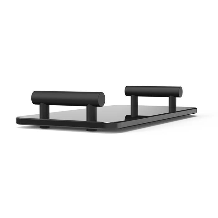 Decor Walther Bar Tab Поднос с ручками, стеклянный, настольный, цвет: матовый черный / черное стекло 857060
