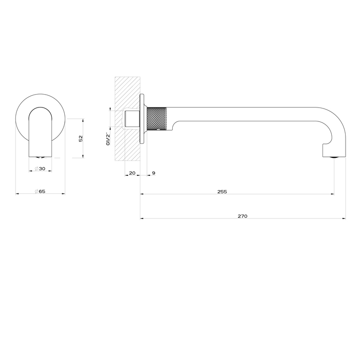 Gessi Inciso- Настенный излив на 1/2, комбинируемый с удаленным управлением, цвет: black XL 58101#299