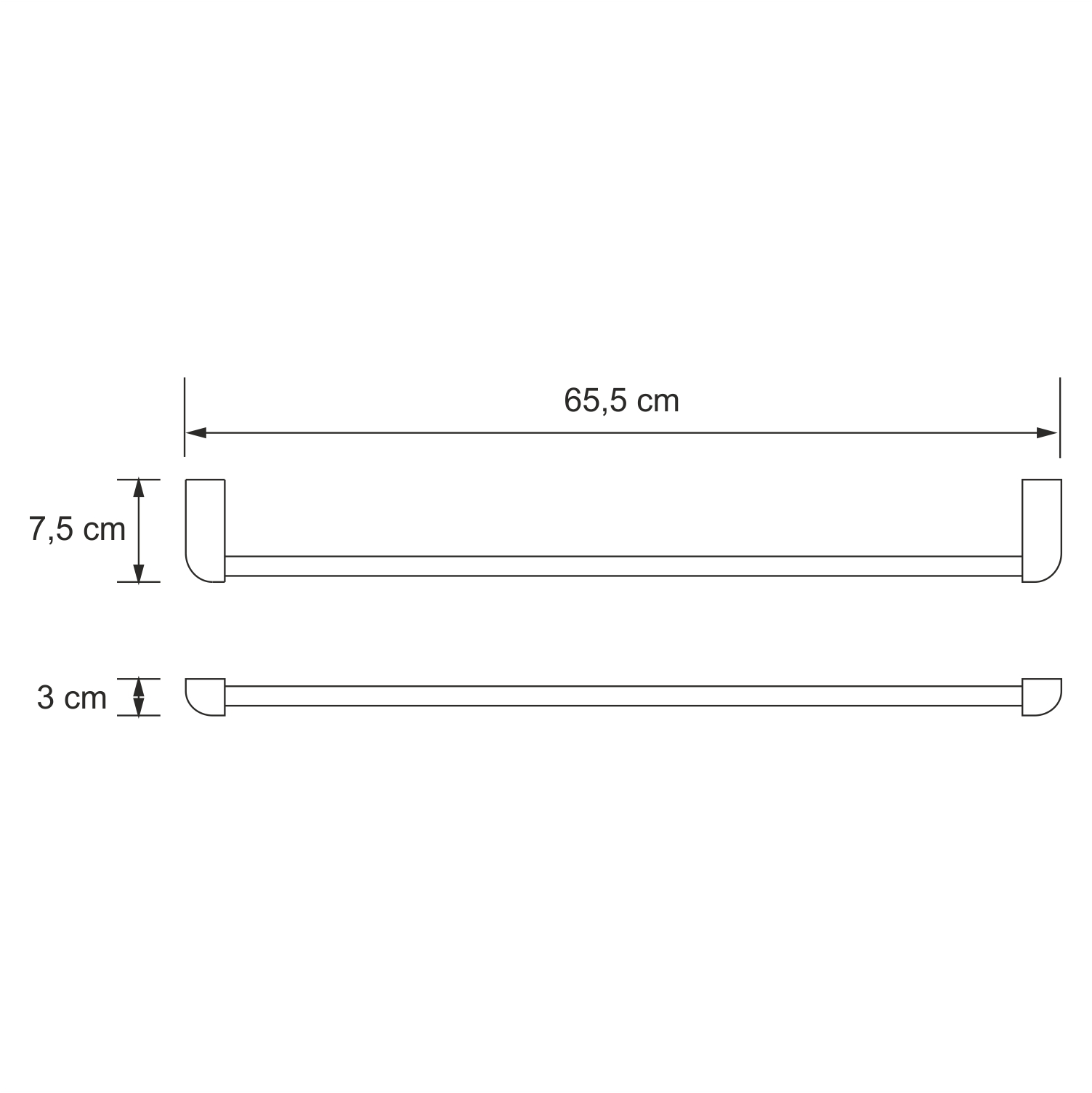Kammel K-8330WHITE Держатель полотенец одинарный Размеры (Ш/В/Г): 65,5х3х7,5 см