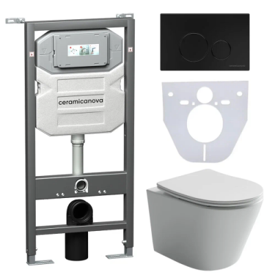 Комплект инсталляция унитаз кнопка Ceramica Nova CN6000_1001B_1000