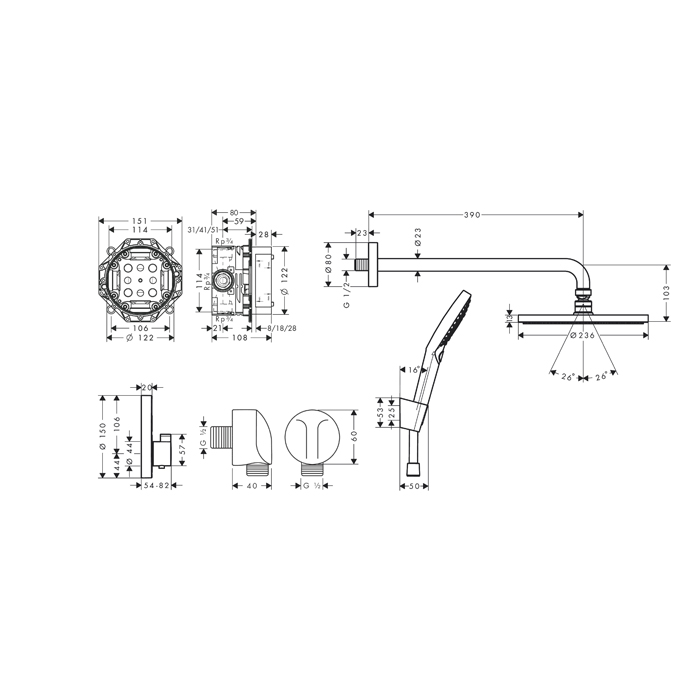Hansgrohe Raindance Душ. cистема, цвет черный матовый 27959670