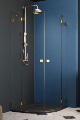 Радиальный душевой уголок 90X90 Essenza Pro Gold PDD золото