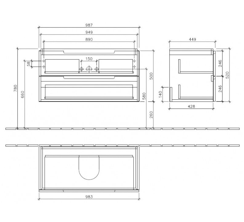 Тумба с раковиной Villeroy&Boch Subway 2.0 A696 00 DH + 7175 80 01, белый глянец