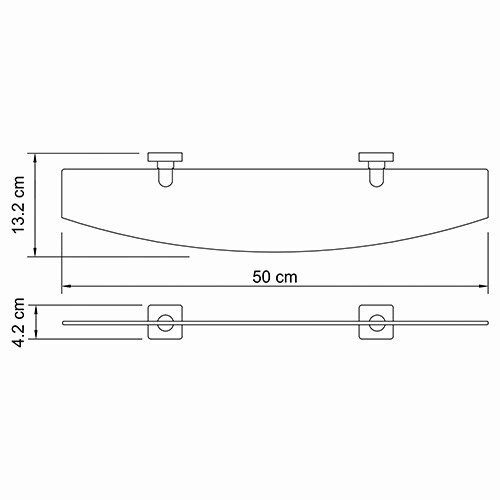Lippe K-6524 Полка стеклянная Размеры (Ш/В/Г): 50х4,2х13,2 см