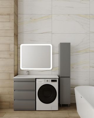 Тумба напольная STYLELINE "Даллас 120" (3 ящ.) Люкс Плюс серая с раковиной ESTETUS Даллас 1200*480 левый