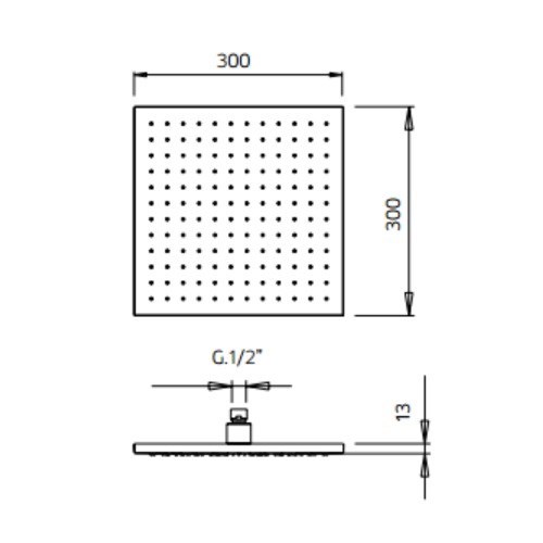 9926A980 Palazzani верхний душ 300х300 мм, Шлифованная сталь, PVD 80