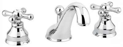Emmevi Deco Classic, смеситель с донным клапаном для раковины на 3 отверстия, цвет хром-золото 12033/CO