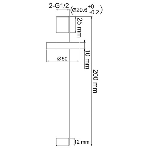 A068 Потолочный излив для душа Размеры (Ш/В/Г): 5х20х5 см