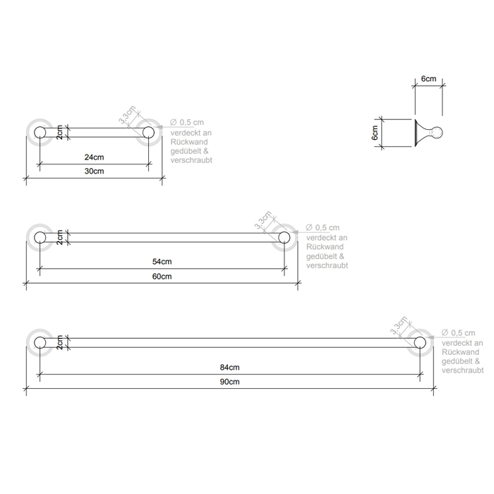 Decor Walther Classic HTE60 Полотенцедержатель 60см, подвесной, цвет: хром 510200