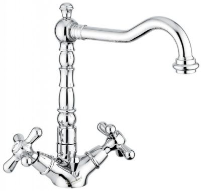 Emmevi Deco Old, смеситель с донным клапаном для раковины, цвет белый-хром 12613/BC