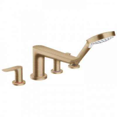Hansgrohe Talis E Смеситель на борт ванны, на 4 отв, с ручным душем, излив: 19.6см, цвет: шлифованная бронза 71748140