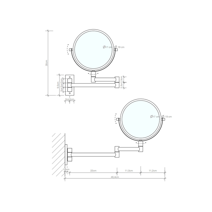 Decor Walther SPT 33 Косметическое зеркало 19см, подвесное, увел. 5x, цвет: хром 110900