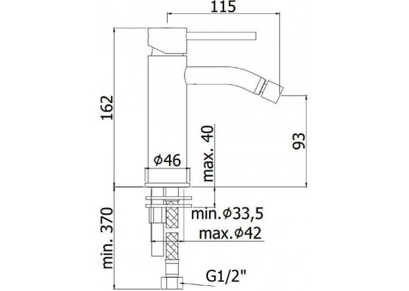Paffoni LIGHT Смеситель для биде без д/к, Steel looking