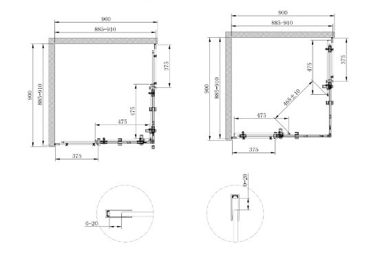 CEZARES STYLUS O-M-A-2-90-C-Cr Душевой уголок
