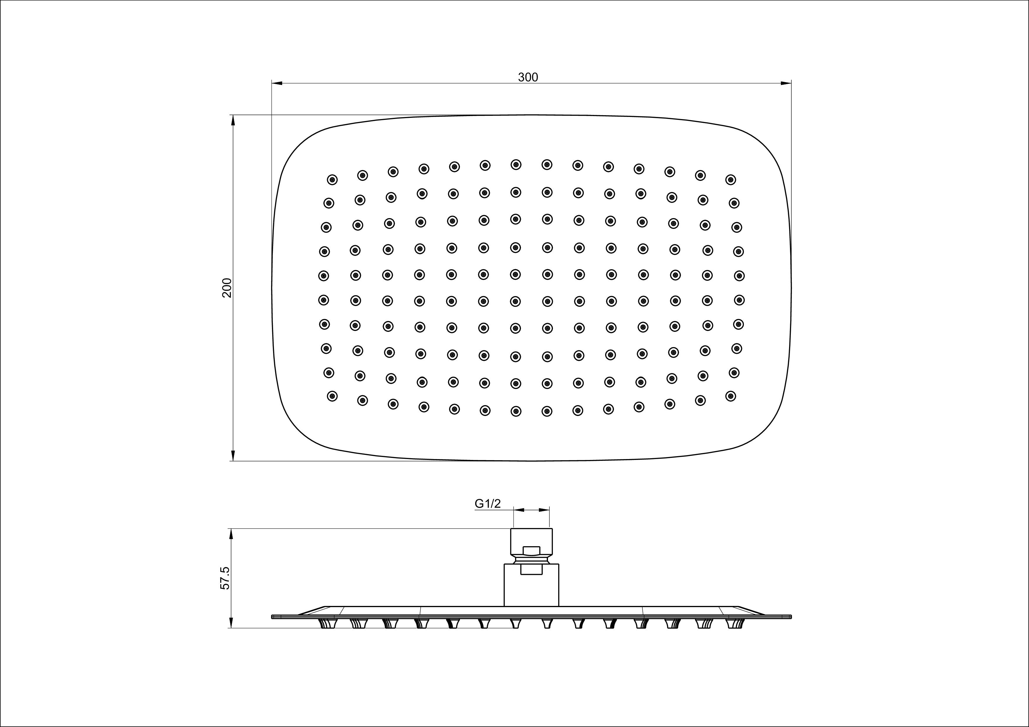 Верхний душ 300x200 WONZON & WOGHAND, Брашированное золото (WW-88DP03-BG)