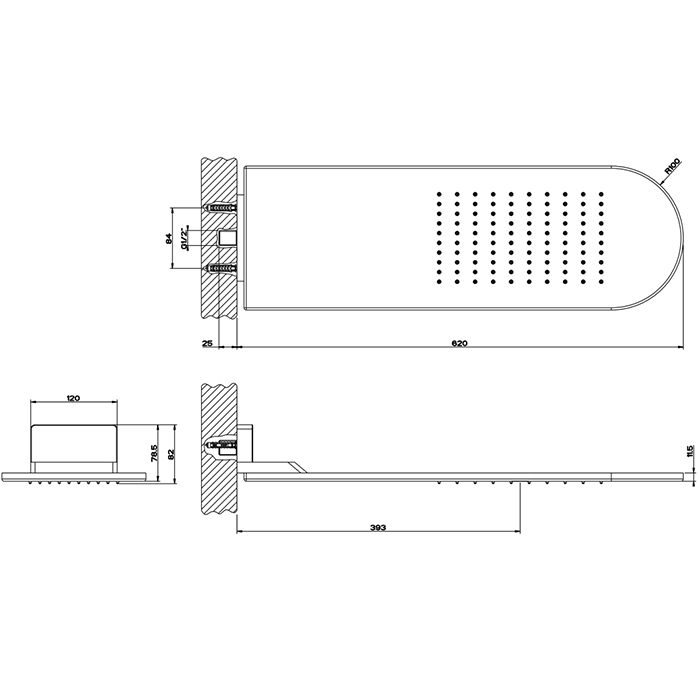 Gessi Shower316 Душевая головка для настенного крепления 62x20cм., цвет: Brushed Brass PVD 45163#727