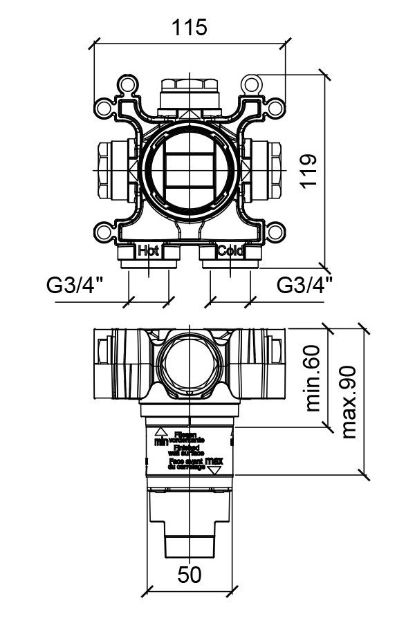 Almar Скрытая часть смесителя для душа E186900