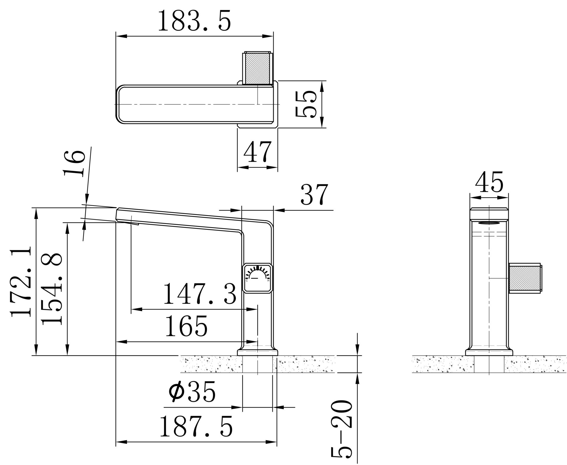 Maxonor ABSOLUTE PL10109-9 Смеситель для раковины, графит матовый