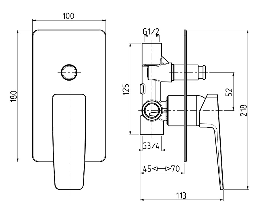 M&Z NGM02800 New Geometry Смеситель для ванны встраиваемый, ХРОМ