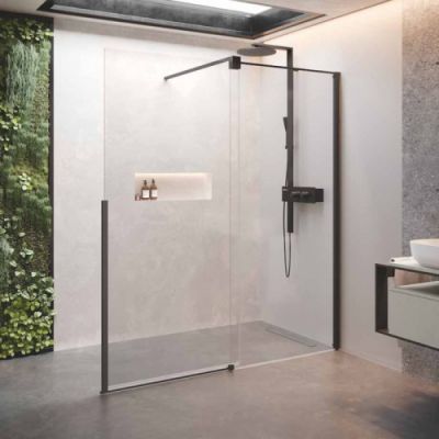 Душевая дверь сдвижная 140 см Novellini H Style HSTYLE120D-1H, профиль Black Matt