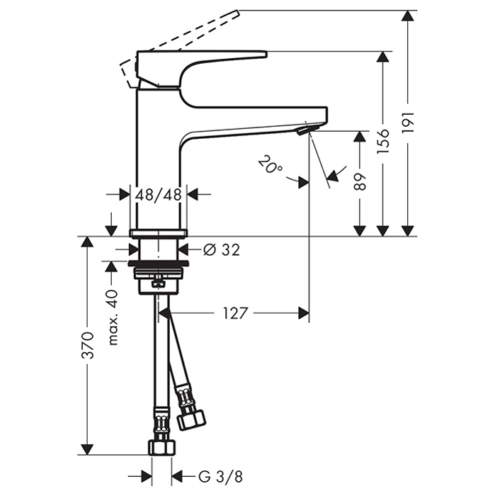 Hansgrohe Metropol Смеситель для раковины, на 1 отв, с донным клапаном, излив: 12.7см, цвет: шлифованная бронза 32500140