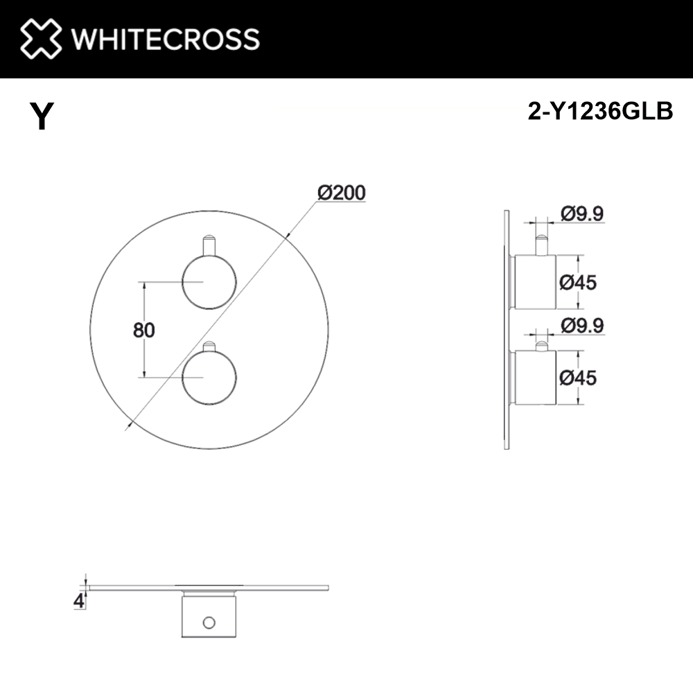 Внешняя часть смесителя для душа на 2 потребителя WHITECROSS Y1236GLB (брашированное золото)