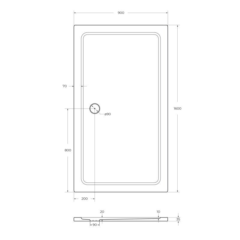 Cezares TRAY-M-AH-160/90-35-W Поддон SMC 90x160 см