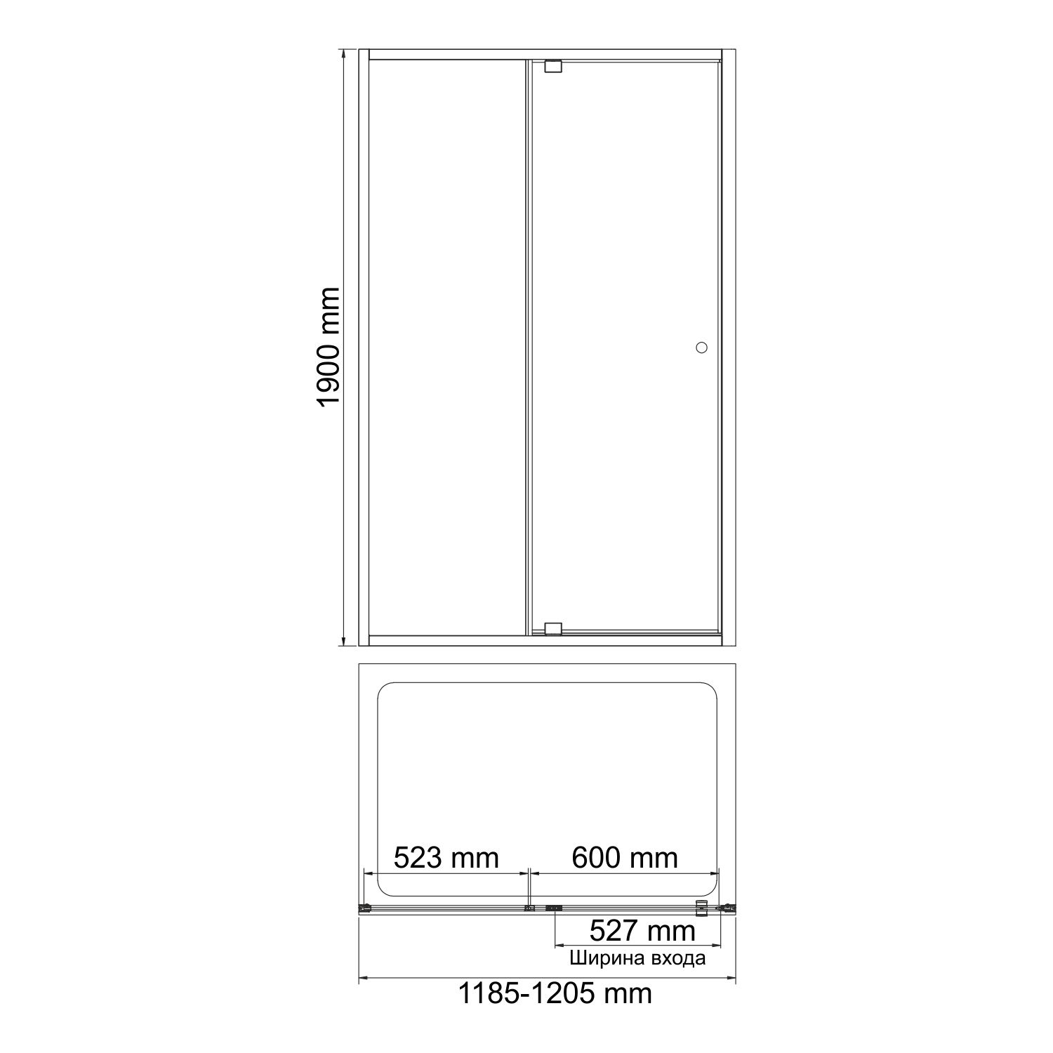 WasserKRAFT Aula 11P05 Душевая дверь 120 см, распашная, универсальная