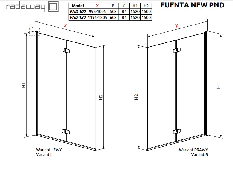 Шторка на ванну Fuenta Radaway PND 120 R