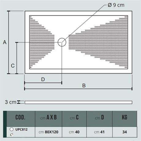 UPC812 / UPCM812 Althea душевой поддон 80х120, 3 см