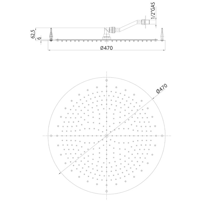 BOSSINI PARIS-OKI Верхний душ d 470 мм, FLAT, цвет: хром I01601.030