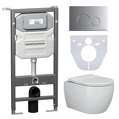 Комплект инсталляция унитаз кнопка Ceramica Nova CN3001_1001M_1000