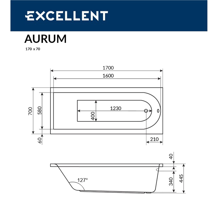 Ванна EXCELLENT Aurum 170x70
