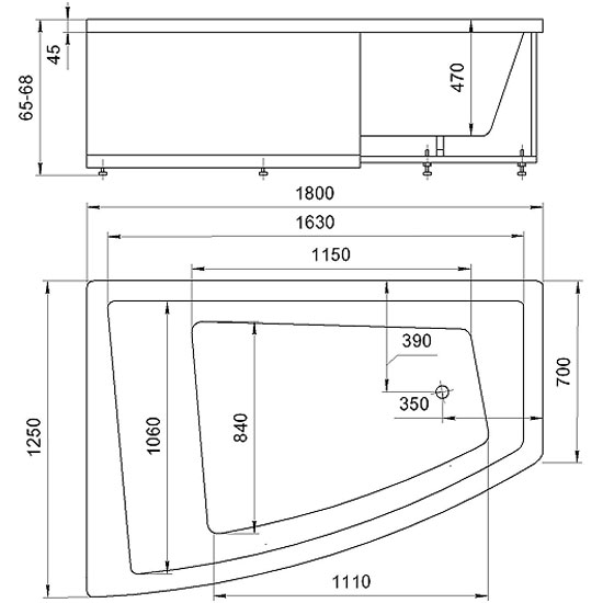 Акриловая ванна 180x125 Акватек Оракул ORK180-0000009