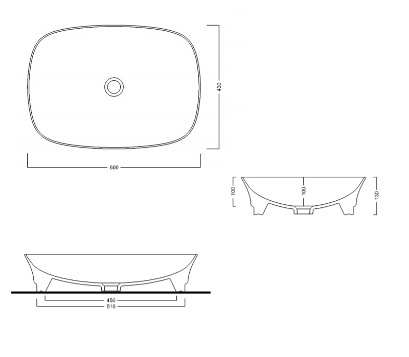 White Ceramic Idea W1010701, накладная раковина 60x43 цвет белый