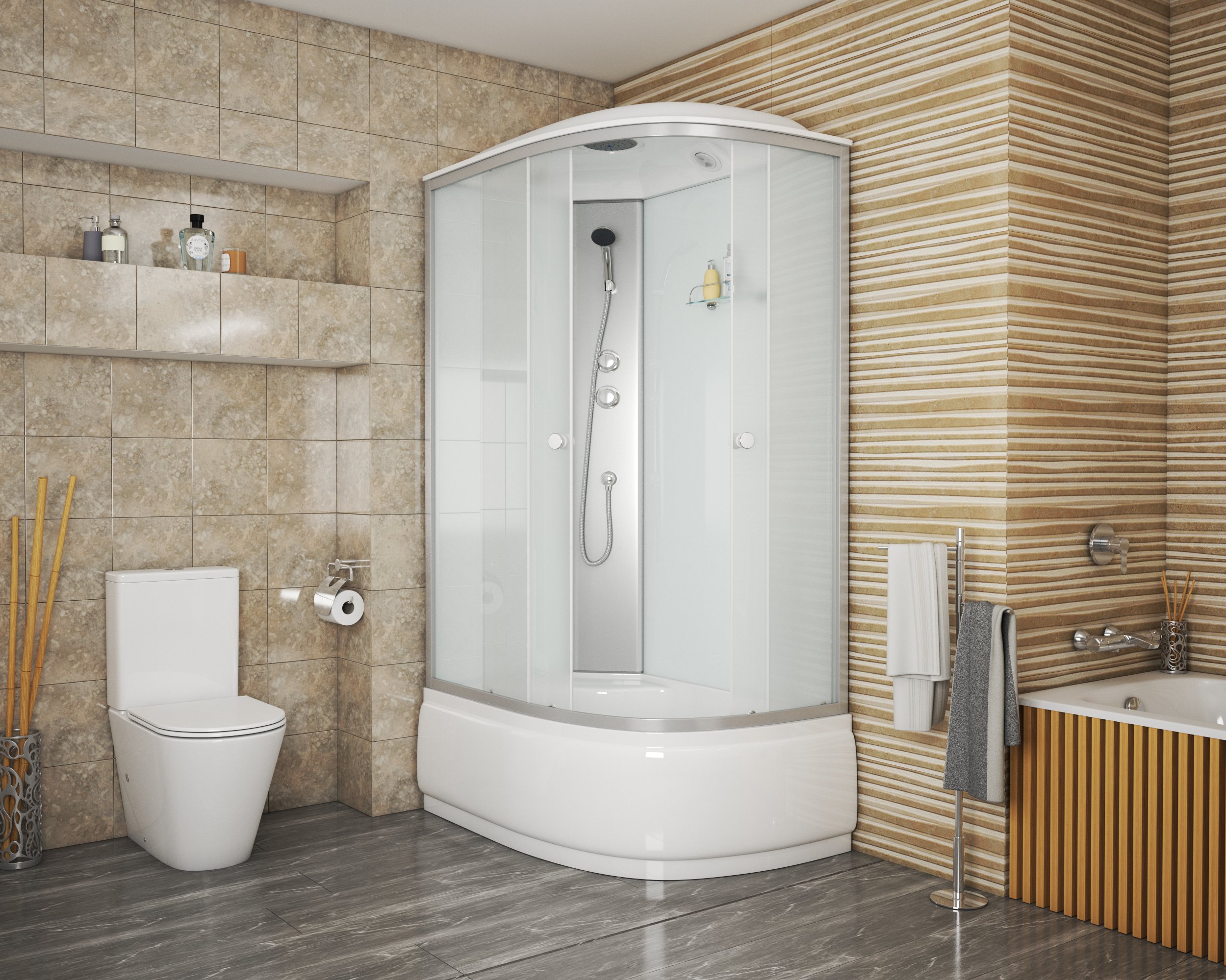 Niagara Eco Душ.каб. NG-7310-14L (1200х800х2150) высокий поддон(40см) стекломатовое