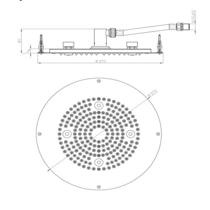 BOSSINI DREAM-OKI Верхний душ d 370 мм, с 4 LED RGB, блок питания/управления, Cromoterapia, цвет: хром H37452.030
