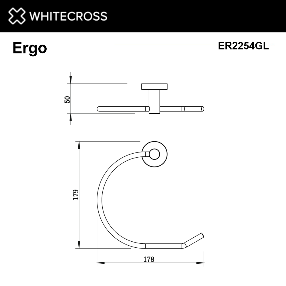 Полотенцедержатель кольцо WHITECROSS Ergo ER2254GL (золото)