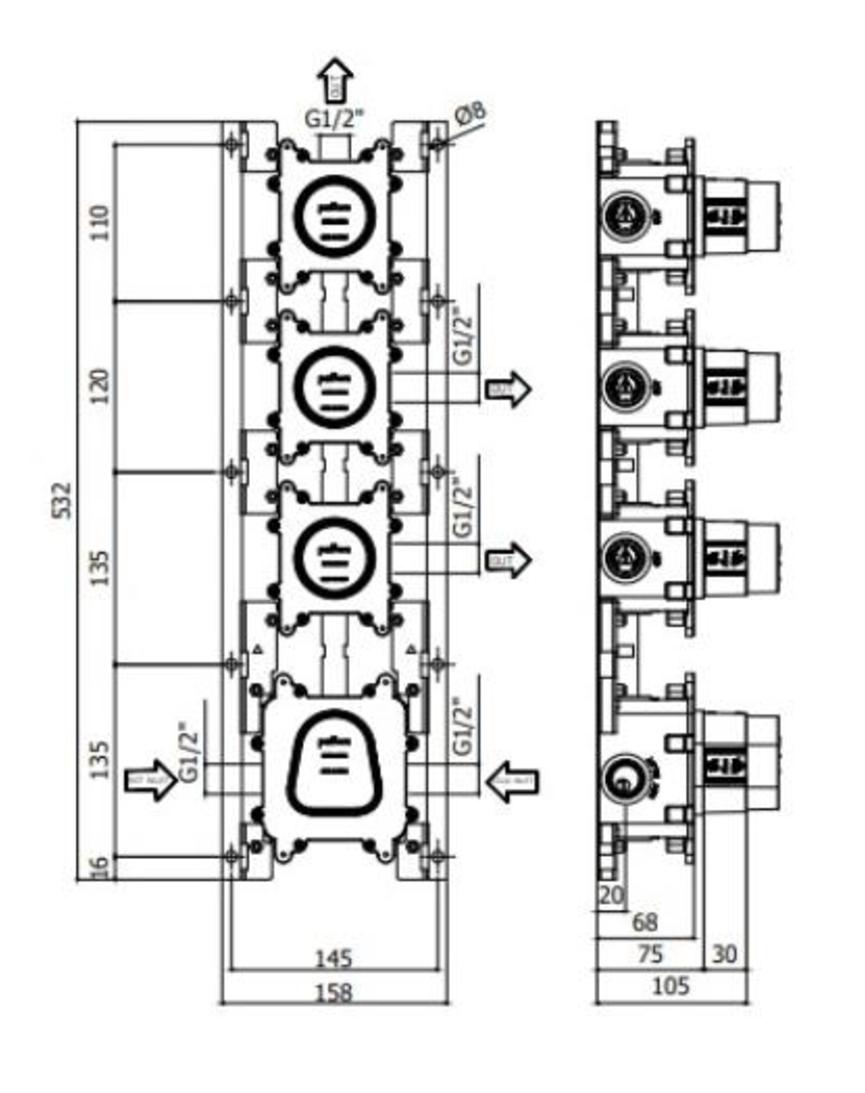 Paffoni MODULAR BOX MDBOX019 Встраиваемая часть, термостата