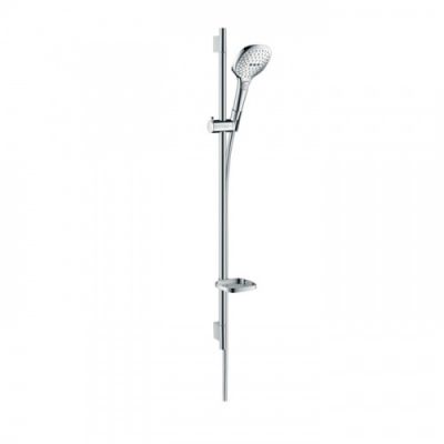 Hansgrohe Raindance Select E Душевой набор: штанга 90см., ручной душ 120, 3jet (Rain, RainAir, WhirlAir), EcoSmart, мыльница, шланг, цвет: белый/хром 26623400