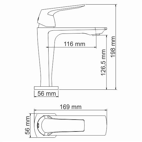 Neime 1903 Смеситель для умывальника Размеры (Ш/В/Г): 5,6х19,8х16,9 см