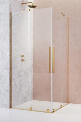 Душевой уголок с двумя раздвижными дверями 90x90 Radaway Furo Gold KDD золото