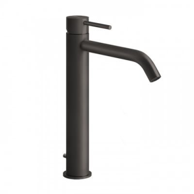 Gessi 316 Смеситель для раковины на 1 отв., высокий h:305мм, с донным клапаном, излив: 155мм, цвет: brushed black metal pvd 54003#707