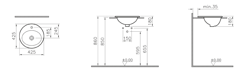 Vitra S20 раковина накладная 42 см. 5466B003-0001